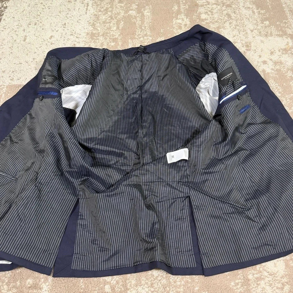 Banana Republic Blazer 42S Blue Marzotto Super 120'S Standard Fit Suit Jacket
